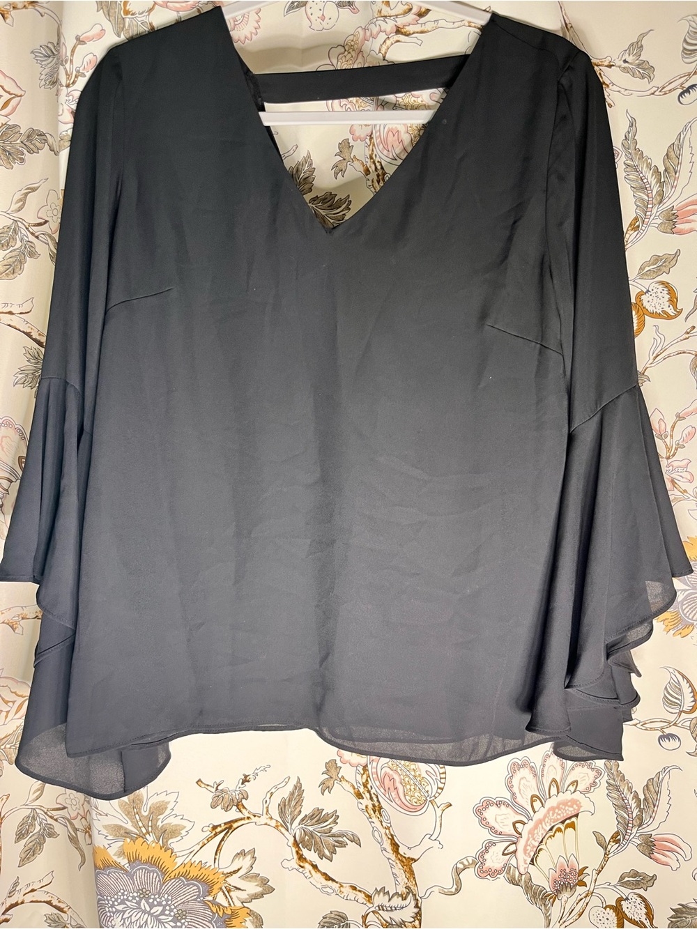 White House Black Market drape-back bell sleeve blouse-Size 6